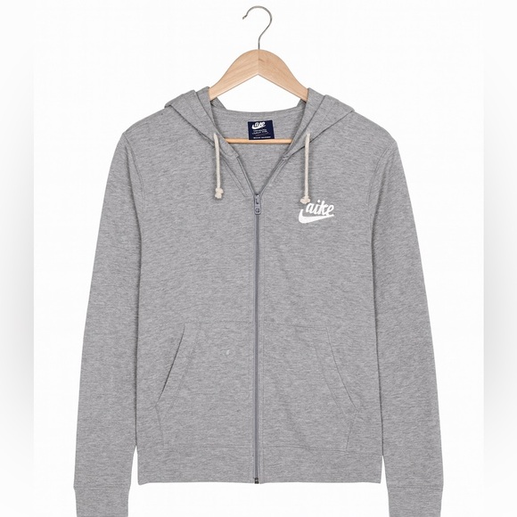 Nike Women’s Large Gray Zip Up Hoodie Sweatshirt – Lightweight Soft Cotton Blend - Picture 1 of 2